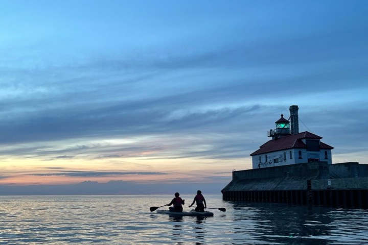 sup around lighthouses in duluth